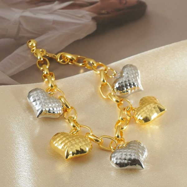 Light Luxury Graceful Personality Two-color Copper Plating Peach Heart Bracelet