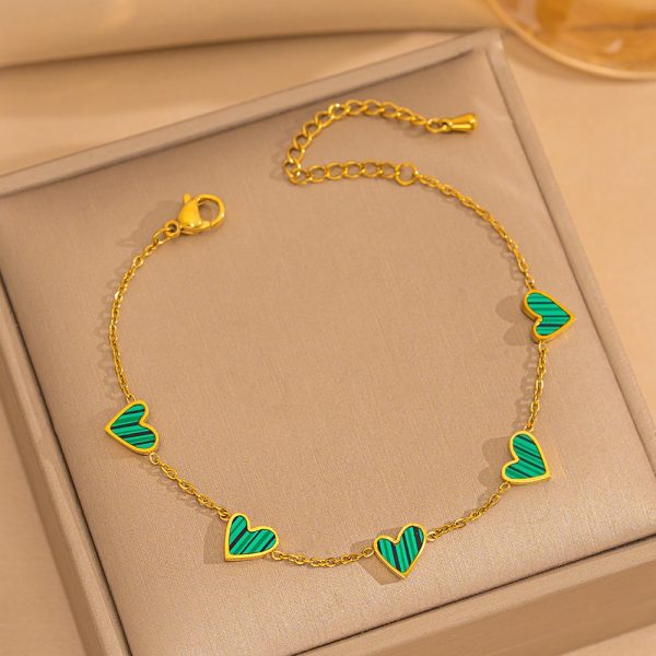 Multi-Color Three-dimensional Heart Shell Clavicle Chain Personality Heart-shaped Titanium Steel Bracelet