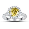 1 Karat Round Bag Color Moissanite Women's Ring