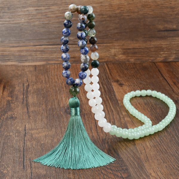 108 Natural Stone Tassels Long Necklace Women