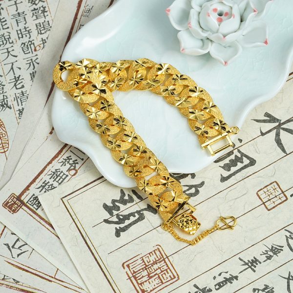 Men's Copper-plated Gold Carven Design Starry Bracelet
