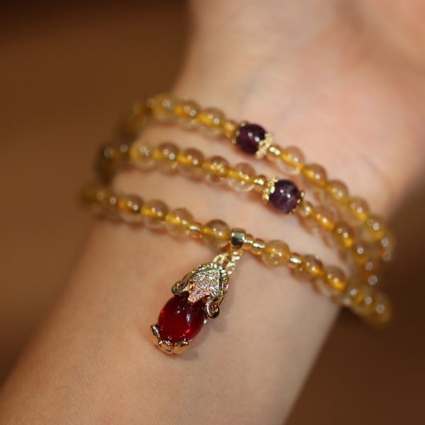 Natural Brazil Gold Rutilated Quartz Bracelet