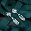 Exquisitely Inlaid Emerald Drop Earrings