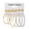 New Vintage Geometric Pearl Earrings 6-piece Set