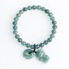 Natural Emerald Blue Water Lucky Cat Peace Buckle Hand Weaving Bracelet