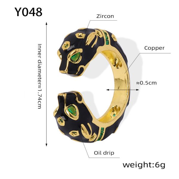 Fashion Special-interest Animal Oil Dripping Cheetah Open Ring