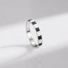 S925 Sterling Silver Epoxy Classic Black And White Plaid Ring Fashion