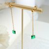 Emerald Zircon Pendant Necklace Earring Jewelry Set