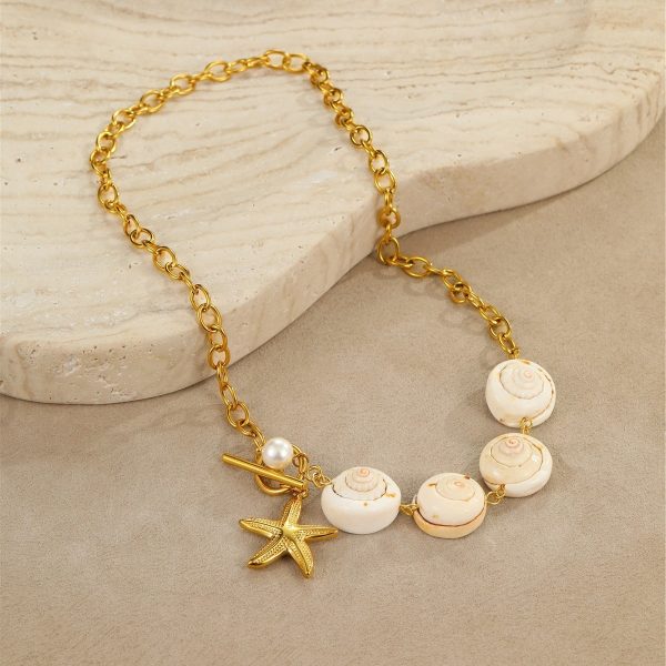 8f13f96a-2c0d-4fc9-b610-78a3ae8da2f8_trans.jpeg Ocean Style Natural Shell Starfish Necklace Women's Stainless Steel Gold Plated