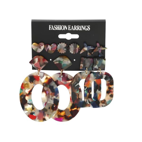 Earrings Set Personality Temperament Acrylic Fashion Exaggerated Jewelry Irregular Color Pendant Earrings