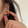 925 Sterling Silver Gold And Silver Color Matching Circle Ear Clip Women
