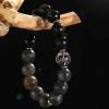 925 Silver Hoop Mantra Yellow Tiger Eyes Black Myth Wukong Men And Women Bracelet