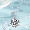 Inlaid Moissanite Plain Heart Pendant Clavicle Chain Necklace