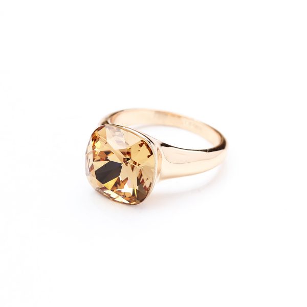 European And American Classic Light Luxury Multi-color Artificial Crystal Square Ring For Women