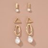 Simple and versatile geometric stud earrings set INS wind versatile daily set stud earrings