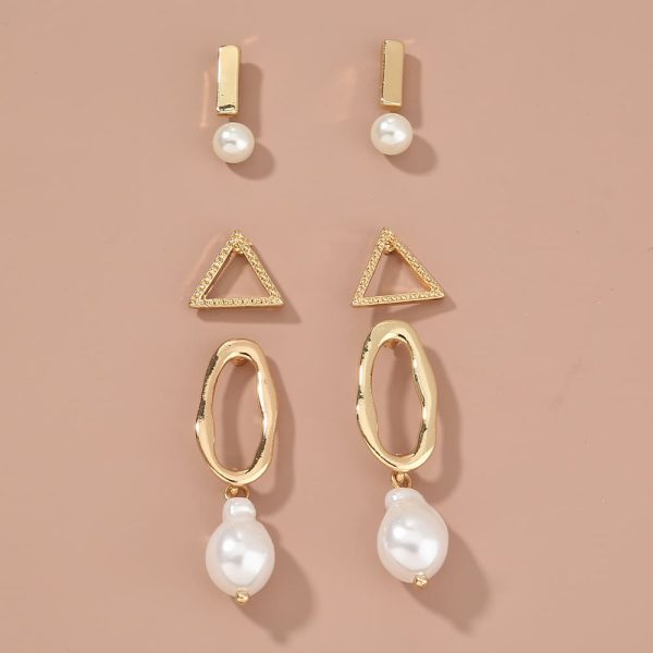 Simple and versatile geometric stud earrings set INS wind versatile daily set stud earrings