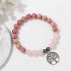 Natural Stone Bead Elastic Bracelet Tree Of Life Pendant