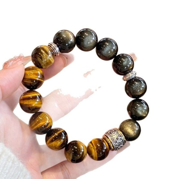 Women's Tigereye Silver Stone Double Bracelet