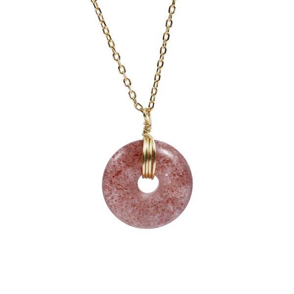 S925 Sterling Silver Strawberry Quartz Necklace Special-interest Design Peace Buckle