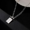 Clip Necklace Stainless Steel Cross Square Pendant Necklace