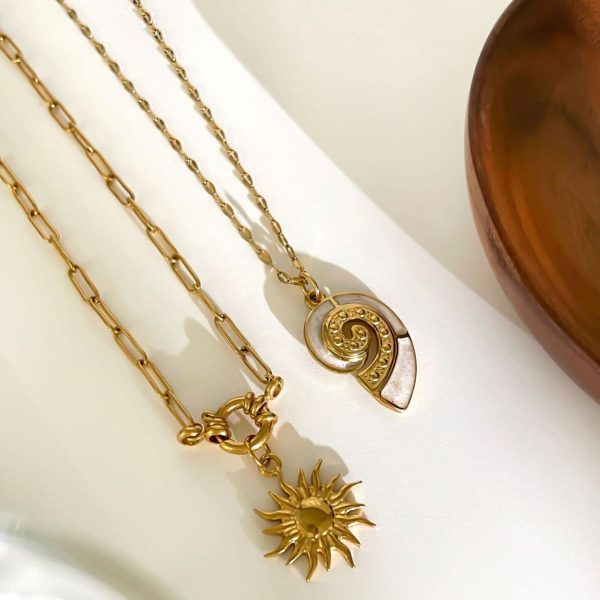 Fashion Titanium Steel SUNFLOWER Conch Fashion All-match Women's Necklace