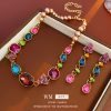 8fd313a3-b7b2-417b-98f0-7aff11fdb06c.jpg Retro High-grade French Color Diamond Water Drop Flower Earrings