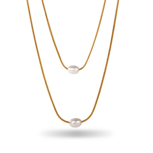 Retro 18K Gold Stainless Steel Titanium Steel Agate Stone Necklace