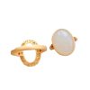 Gilding Inlaid Hetian Egg Noodles Elegant Female Open Ring