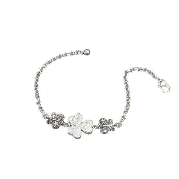 Artificial Miao Silver Ethnic Style Eardrop Frame Diy Bracelet Clover