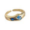 Micro Inlaid Zircon Plated 18K Real Gold Color Open Adjustable Fashion Ring