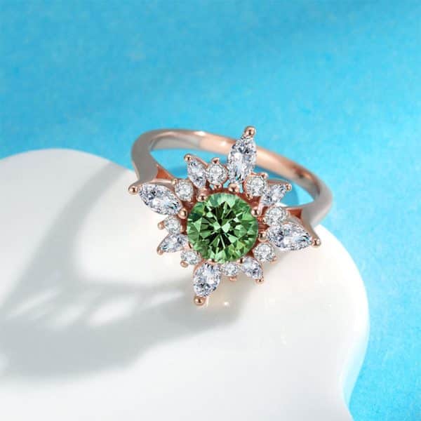 18K Gold Plating Beautiful Diamond Flower Ring