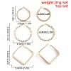 Vintage Golden Circle Square Earrings Set