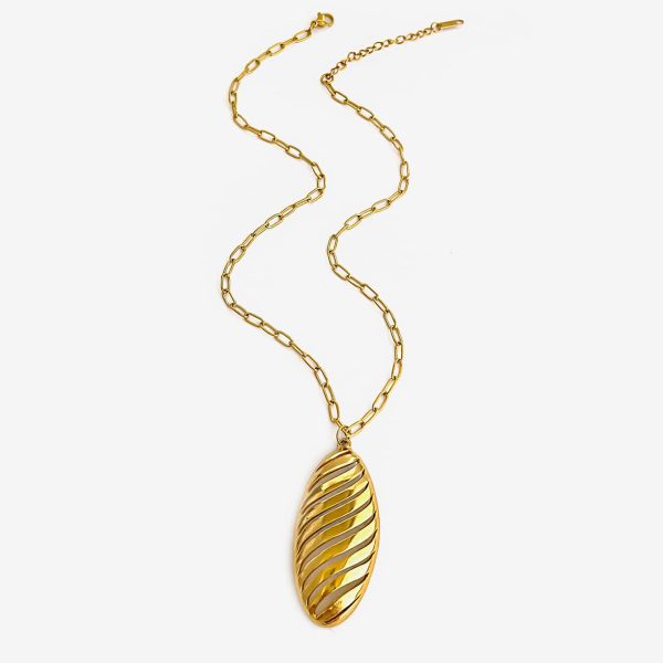 New Stainless Steel Butterfly Flower Oval Leaf Pendant Exaggerated Style Female Necklace