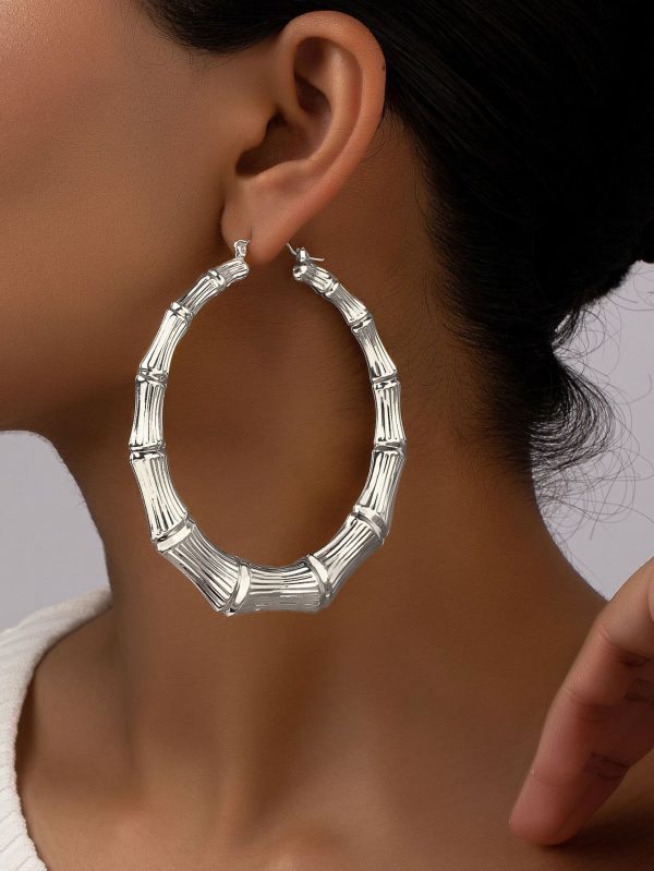 European And American Oversized Bamboo Earrings Exaggerated Golden Big Circle