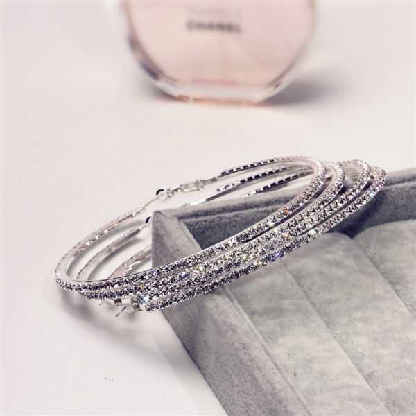 Exaggerated diamond big circle hip-hop nightclub earrings