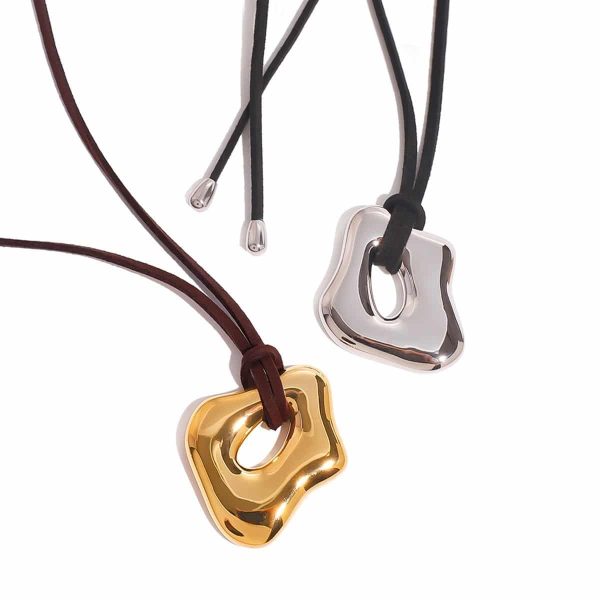 European And American Irregular Liquid Glossy Hollow Pendant Necklace