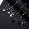 Jewelry Necklace Two-piece Earrings Set Round Multicolor Zircon Pendant Set