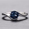 Fashion Twisted Arm Blue Round Diamond Zircon Topaz Simple Women's Ring