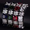 Wish Simple Colored Gems Zircon Small Square White Zircon Bracelet