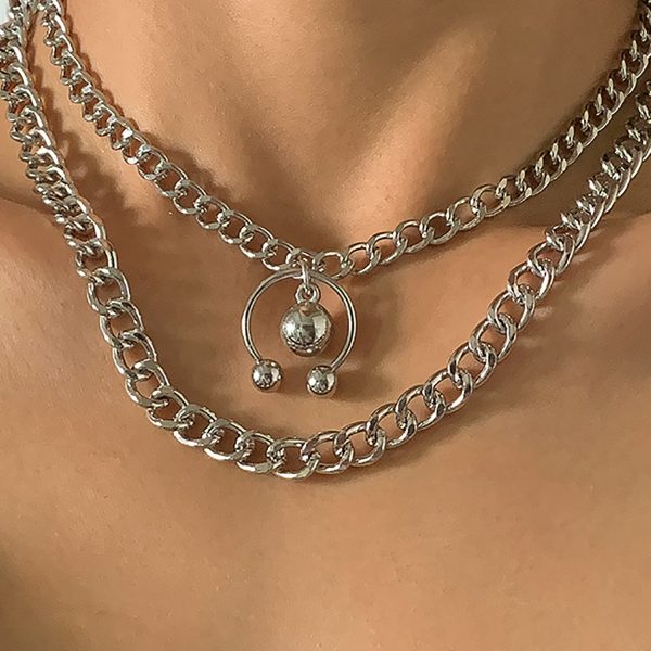 European And American Cross-border Jewelry Geometric Drop Ball U-shaped Set Clavicle Necklace