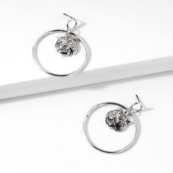Retro Exaggerated Lion Head Big Circle Earrings