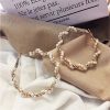 925 Silver Needle Pearl Circle Female Exaggerated Earrings