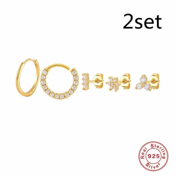 Sterling Silver Earrings Five Piece Combination Set