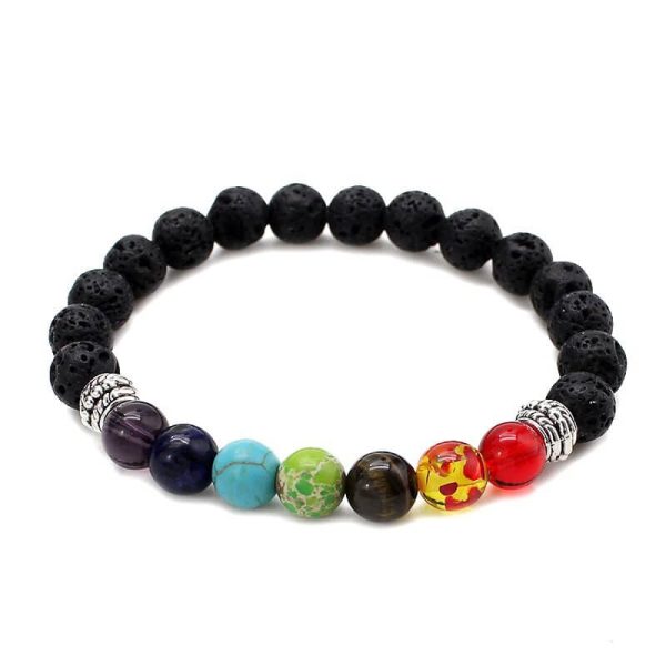 Unisex Natural Stone New Colorful Tigereye Volcanic Stone Bracelet