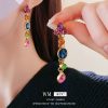 9174c030-ee31-47a4-aad2-012c92532d3a.jpg Retro High-grade French Color Diamond Water Drop Flower Earrings