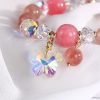 Transparent Glass Ball Strawberry Quartz Bracelet Women