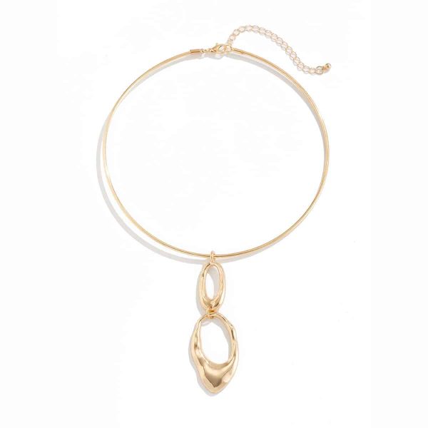European And American Simple Minority Fashion Golden Versatile Advanced Glossy Spring Open Necklace
