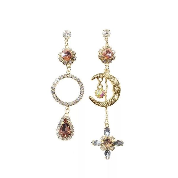 Shining Asymmetrical Rhinestone Drop Earrings