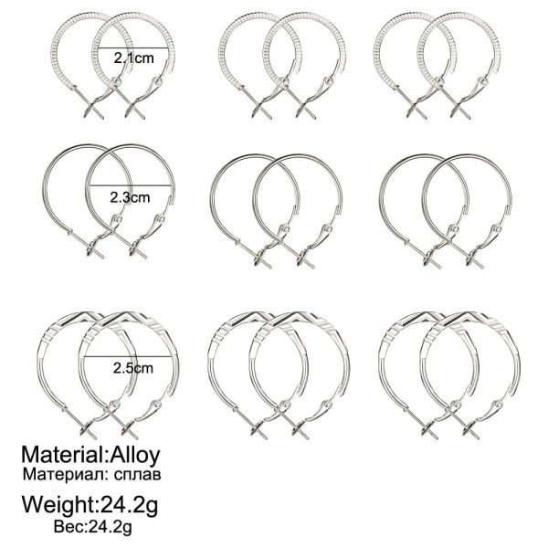 Korean Retro Earrings Set Fashion Ear Ring 9 Pairs Combination Set Ear Rings