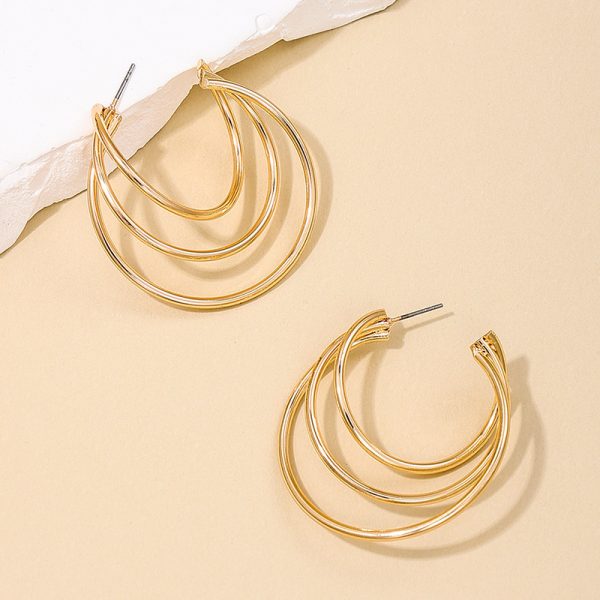 Ins Style Metal Multi-layer Circle Women's Earrings